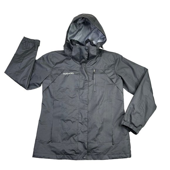 Mdenovo Womens Jacket Coat Hooded Waterproof Windproof Zip Up Black Size Small S - Picture 1 of 12